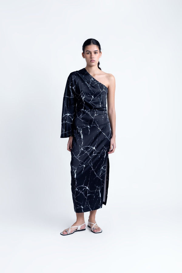 VESTIDO MIDI ASIMETRICO