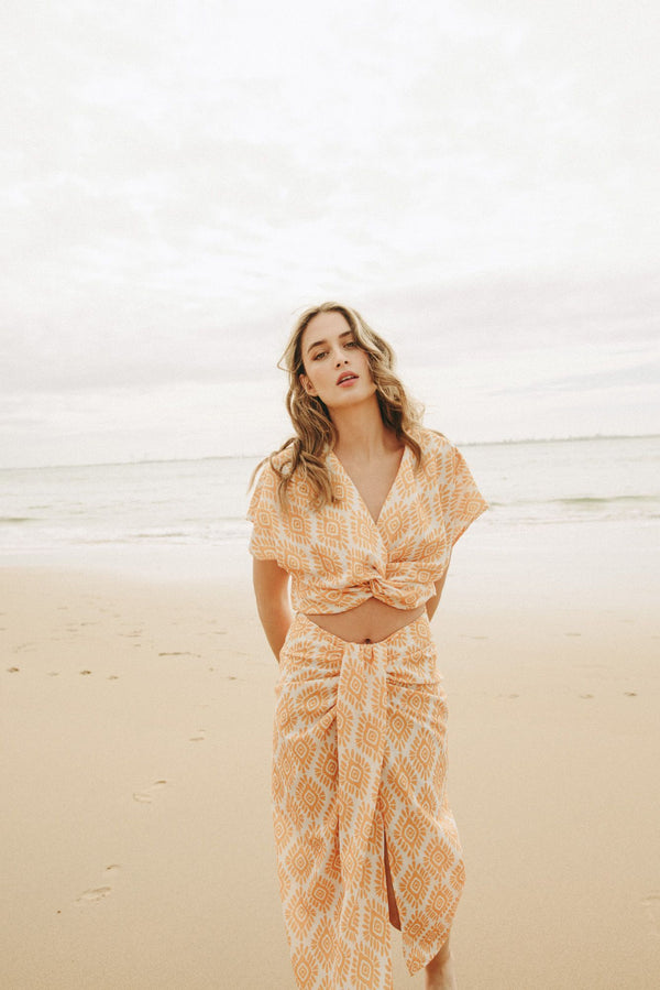 FALDA MIDI ESTAMPADA