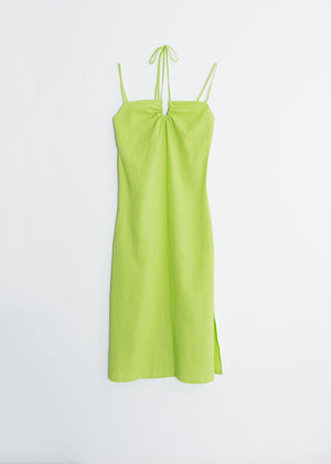 VESTIDO MIDI CON LINO