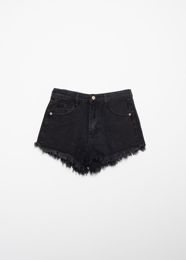 SHORTS DENIM NEGRO DESFLECADO