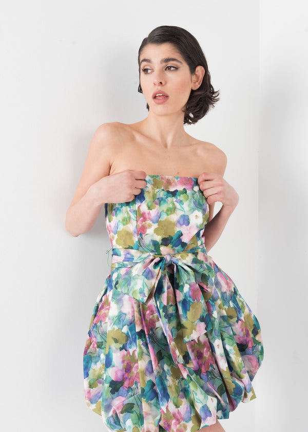 VESTIDO TAFETA FLORES