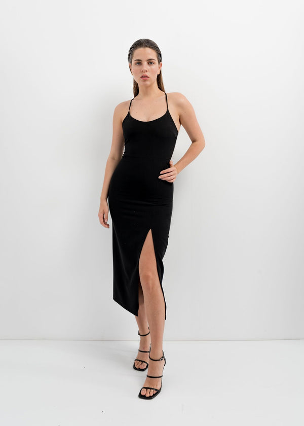 VESTIDO TUBO TIRANTES CRUZADOS