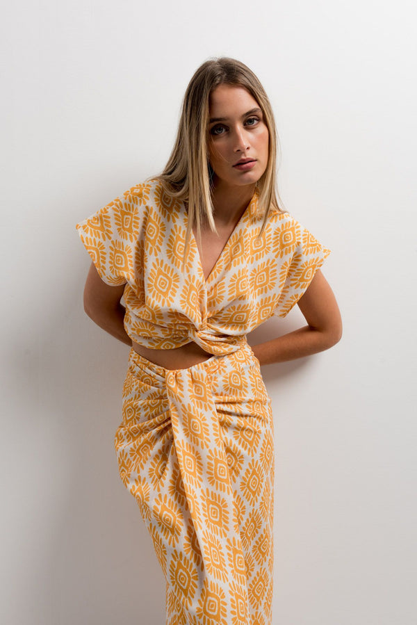 FALDA MIDI ESTAMPADA