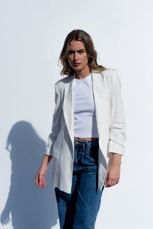 CHAQUETA LINO MANGA REMANGADA