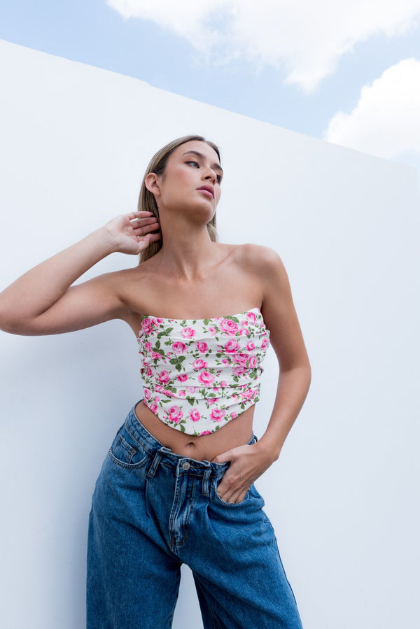 TOP CORSETERO FLORES