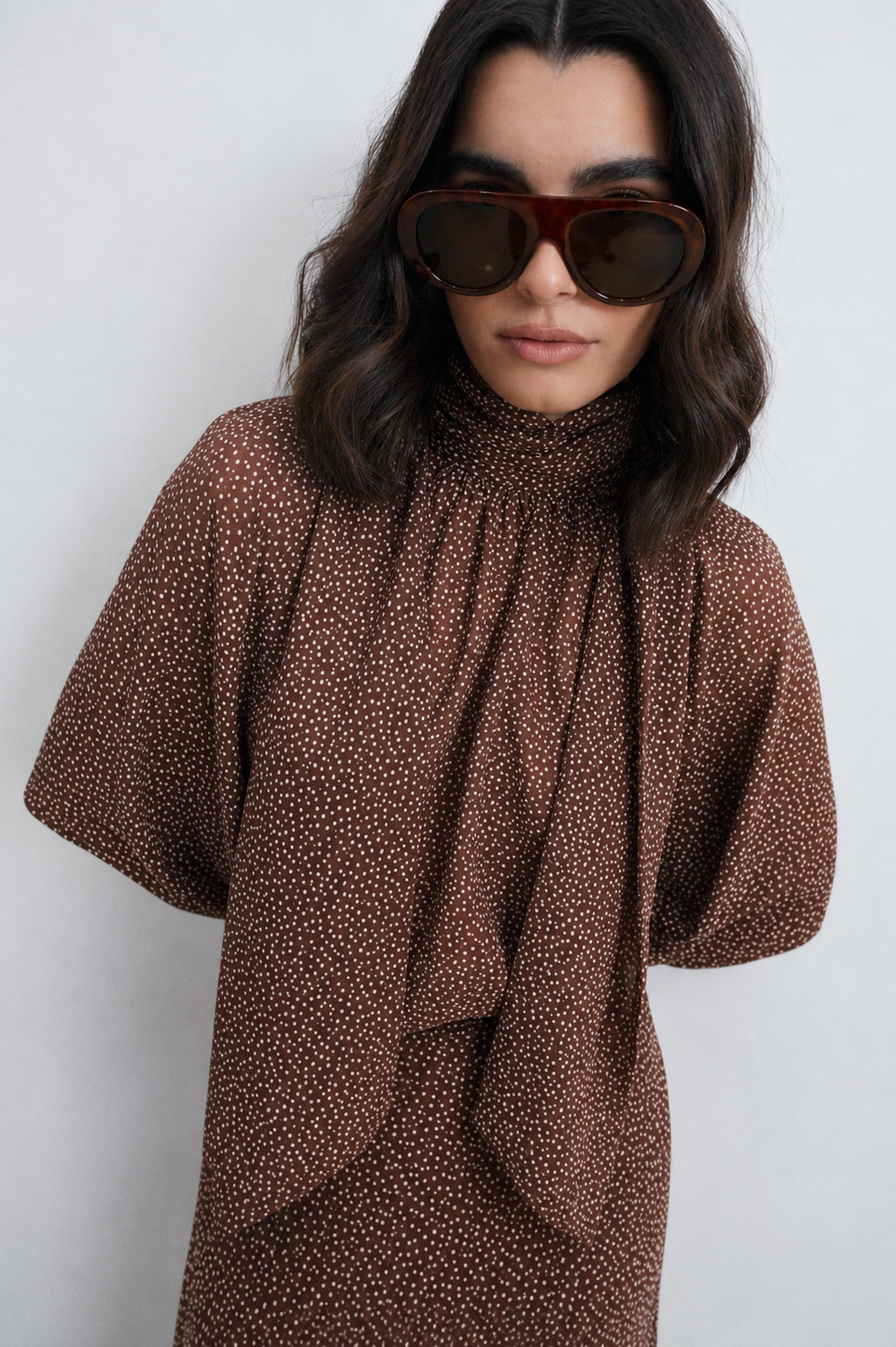 BLOUSE À POIS NŒUD