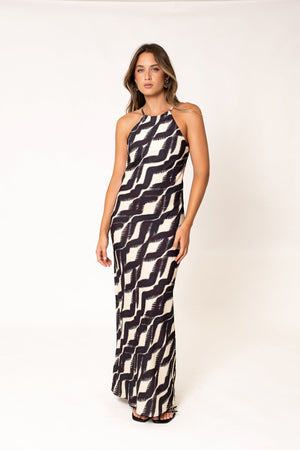 VESTIDO MIDI HALTER ESTAMPADO