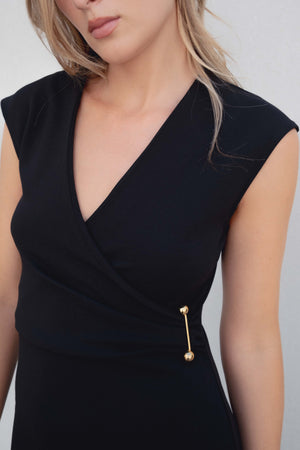 VESTIDO MIDI PUNTO APLIQUE DORADO