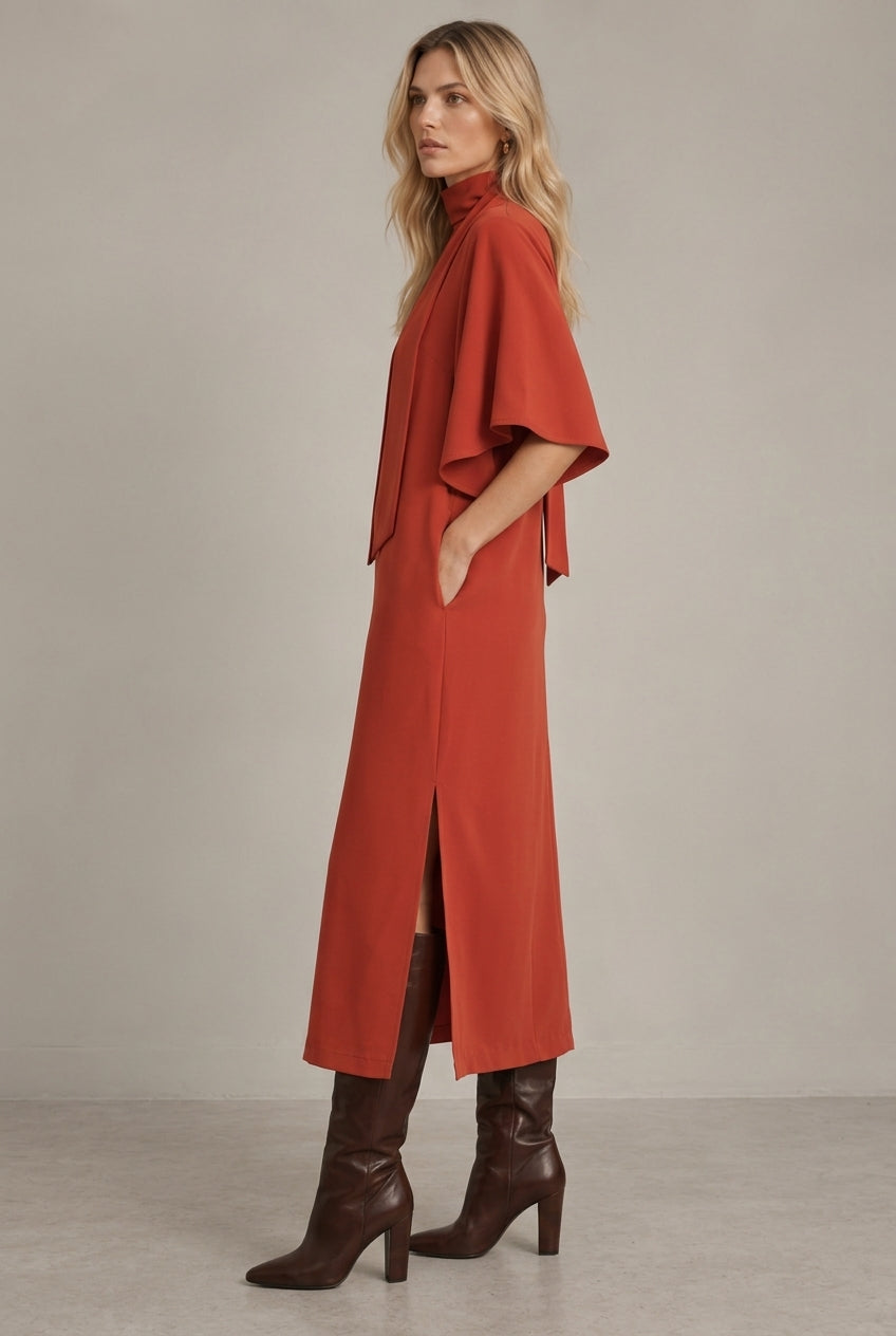 ROBE MIDI À NŒUD
