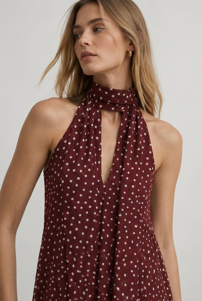 ROBE HALTER POIS NŒUD