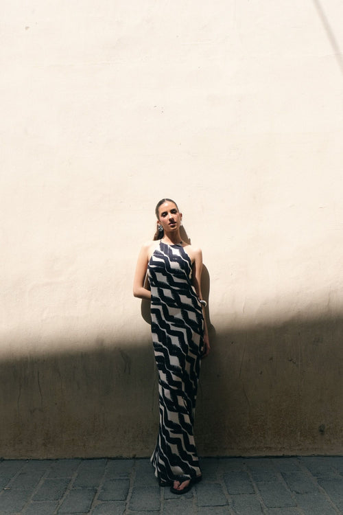 VESTIDO MIDI HALTER ESTAMPADO