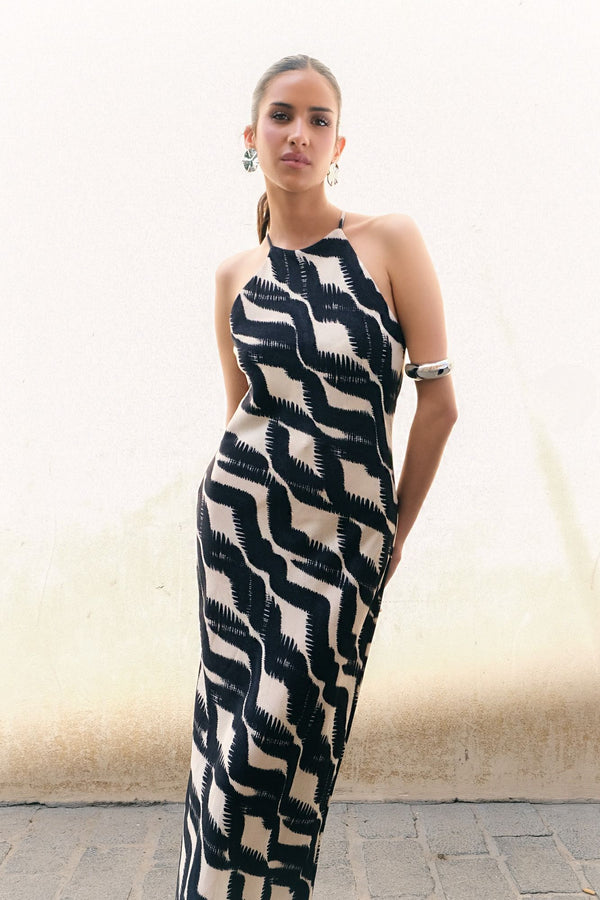 VESTIDO MIDI HALTER ESTAMPADO