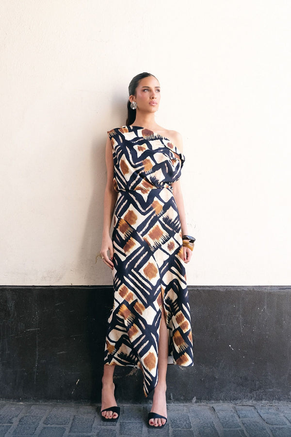 FALDA MIDI ESTAMPADA