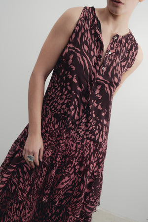 VESTIDO LARGO VOLANTES ESTAMPADO