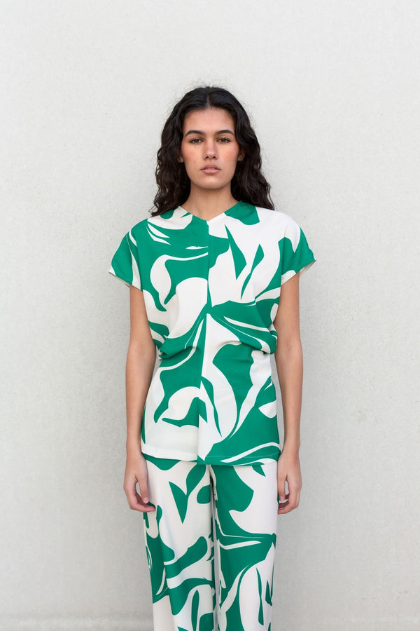 BLUSA FRUNCE ESTAMPADA