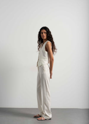 PANTALÓN RECTO CON LINO