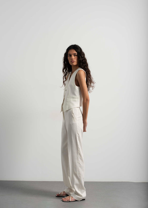 PANTALÓN RECTO CON LINO