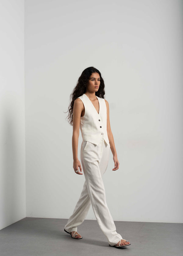 PANTALÓN RECTO CON LINO