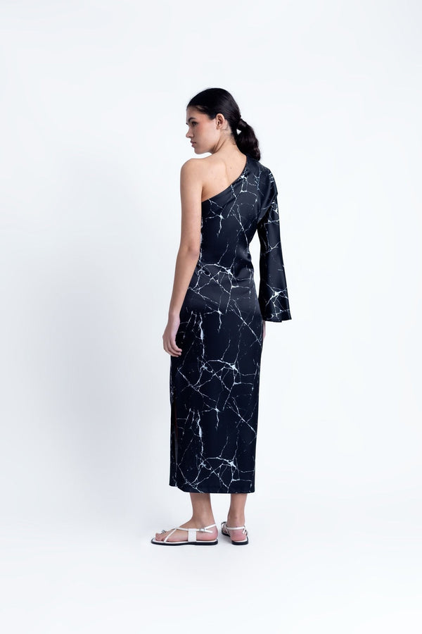 VESTIDO MIDI ASIMETRICO